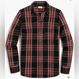 J.Crew Tartan Plaid stretch poplin shirt signature fit Christmas Holiday XXS